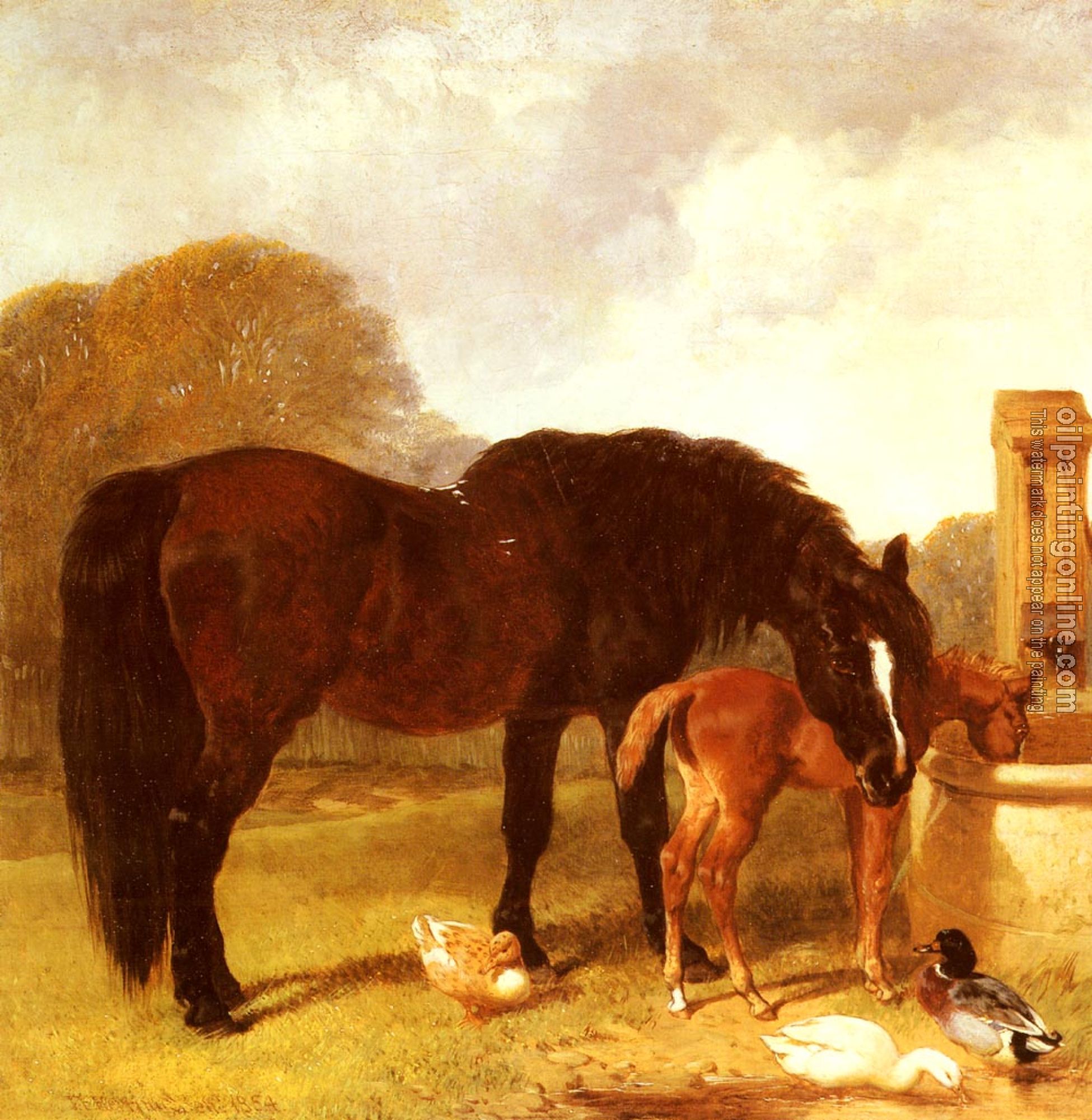 Herring, John Frederick Jr - Horse and Foal watering at a trough